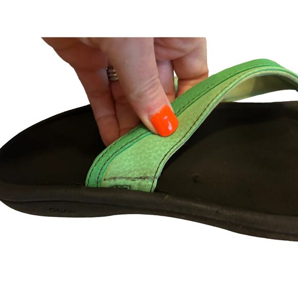 Olukai Ohana Flip‎ Flops Womans Size 11 Light And Dark Green Thong Sandal - Picture 8 of 11